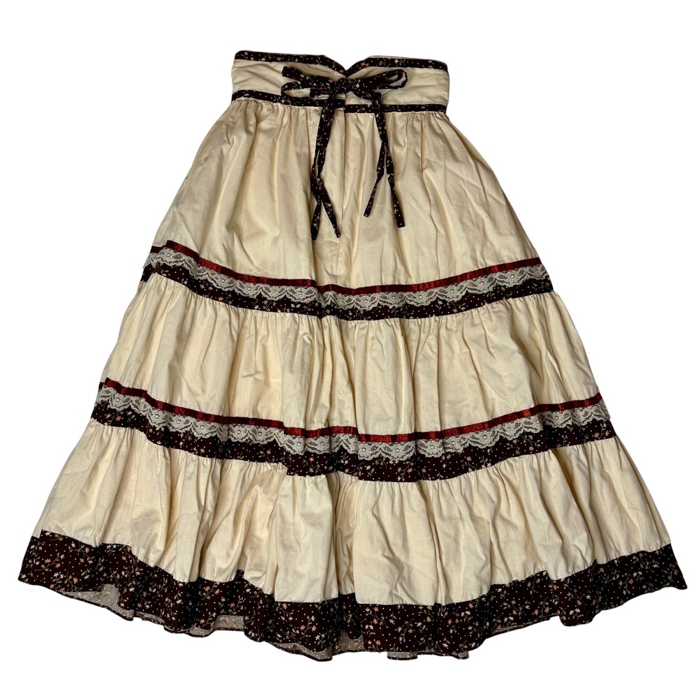 Vintage Gunne Sax Jessicas Gunnies‎ Tiered Prairie Maxi Skirt Womens Jrs 5 XXS